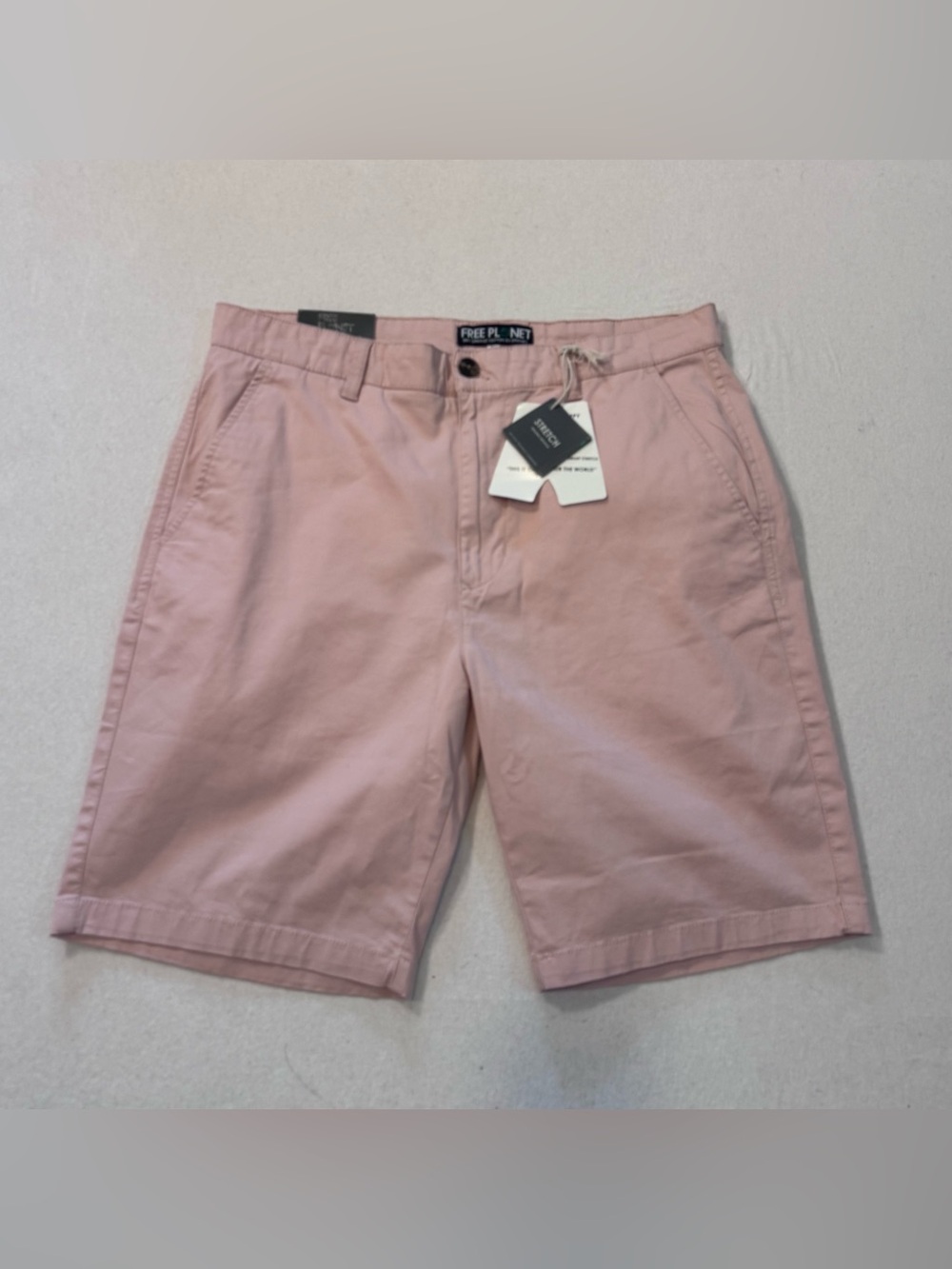 Organic Cotton Chino Shorts Flat Front, Dessert Clay Color NWT,Preppy, Old Money